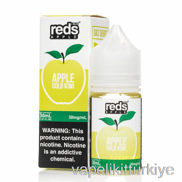 Vape Türkiye Gold Kiwi - Kırmızı Elma E-suyu - 7 Daze Tuzu - 30ml 50mg